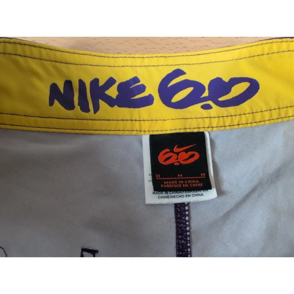 Nike Men's Board Shorts Size Medium 31 Purple Gold 6.0 Swoosh Swim